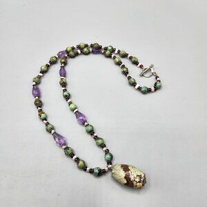 Beaded Jasper Pearl Amethyst Stone Necklace
